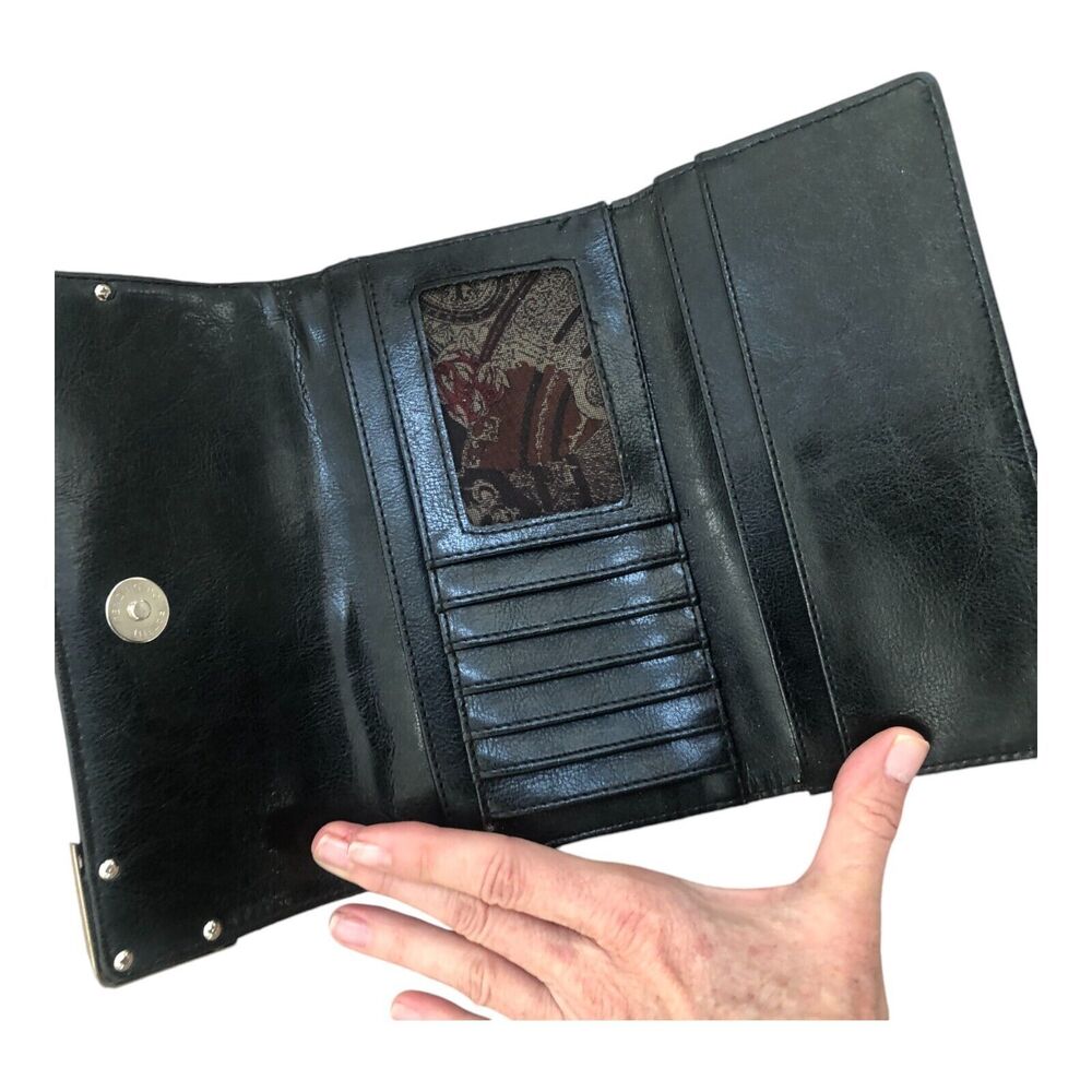 Brighton Western Animal Print Leather Wallet with Silver Heart‎ Accent $225 - Picture 7 of 13